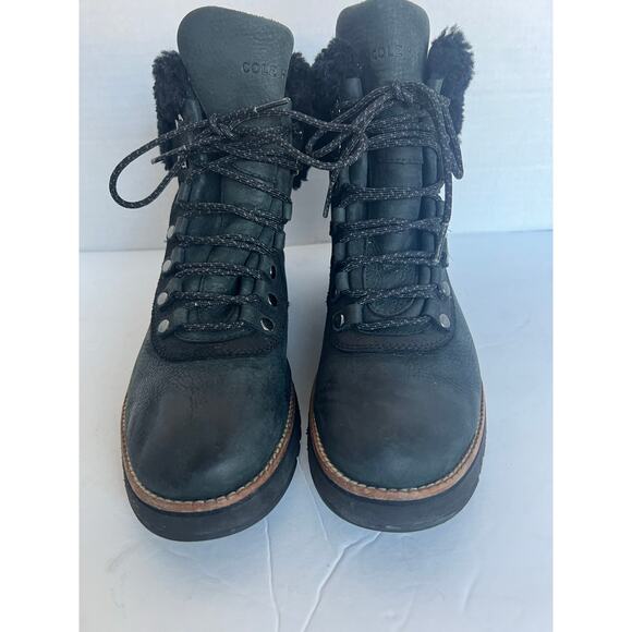 COLE HAAN BLACK LEATHER ZERO GRAND-EXPLORE WATERPROOF HIKER WINTER BOOTS SZ 10B - Picture 3 of 10